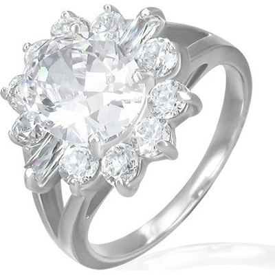 Šperky eshop zásnubní prsten mohutný zirkonový květ F6.10