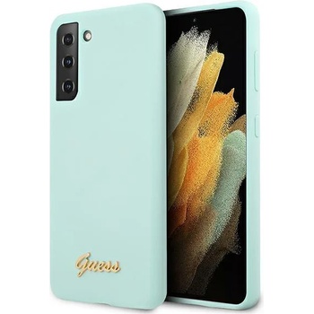 GUESS Калъф Guess Silicone Metal Logo Script за Samsung Galaxy S21+ 5G, Teal (GUE001192)