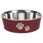Flamingo Feeding and drinking bowl Kena Round Bordeaux Silver - иноксова купа за вода или храна - БОРДО, размер Ø14 см / 450 мл, Белгия - 1030939