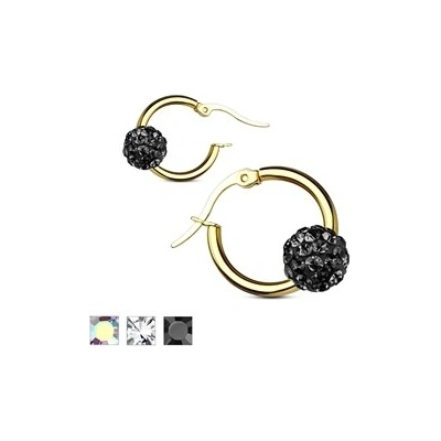 Piercingate s kuličkou s krystaly NAU00946 černá