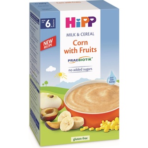 Hipp Инстантна млечна каша с пребиотик Hipp - Царевица и плодове, 6 м+, 250 g (2953) - baby