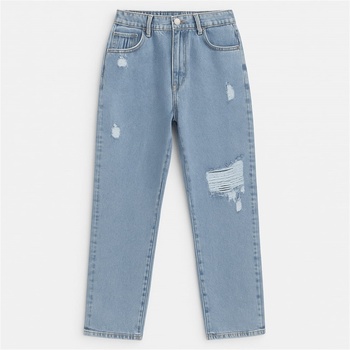 I Saw It First Дънки I Saw It First Distressed Straight Jeans - Mid Blue