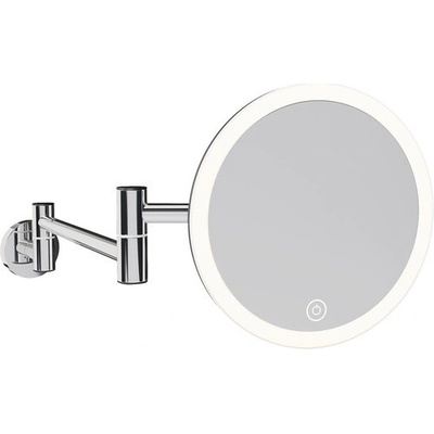 Kosmetické zrcátko s LED osvětlením REIKA Saku chrom/černá lesklá Ø 15 cm 81004266