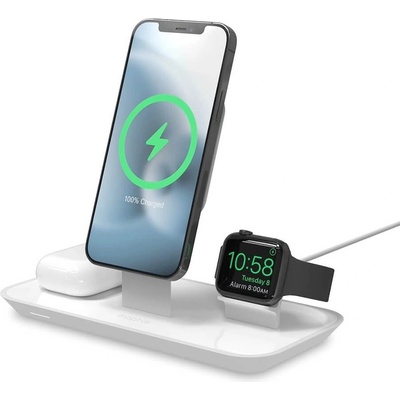 mophie 3in1 Wireless Stand For Magsafe Charger - тройна поставка (пад) за безжично зареждане за iPhone съвместима с Magsafe захранване, Apple Watch, AirPods и Qi съвместими мобилн