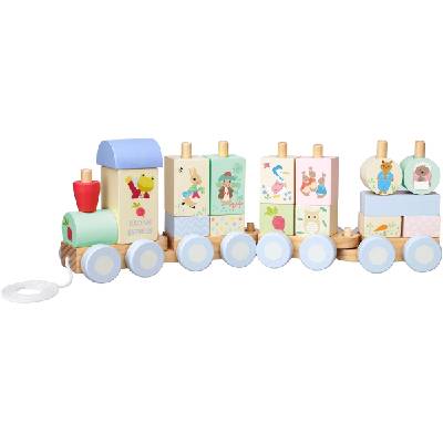 Дървен влак за нанизване Orange Tree Toys - Peter Rabbit, Radish Express (OTT08270)