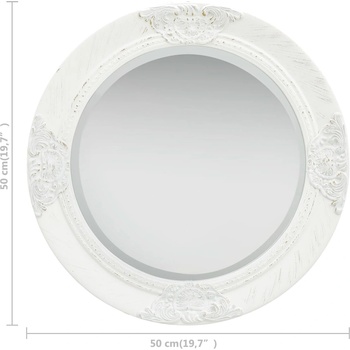 Image 1 of vidaXL Стенно огледало, бароков стил, 50 см, бяло (320344)