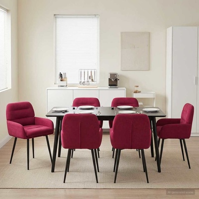 vidaXL Обедени столове 6 pcs Кадифе Виненочервен 59 x 59, 5 x 90 см (3428251)