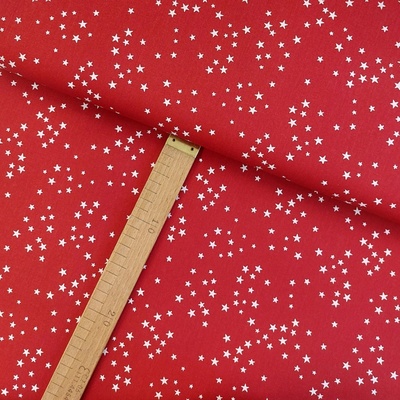 Bavlněné plátno - Hvězdičky bílé na červené - šíře 150cm