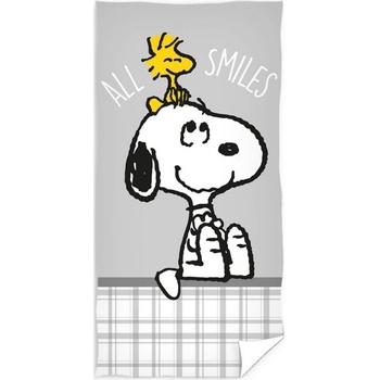 Carbotex Plážová osuška Snoopy a Woodstock motív All smiles 70 x 140 cm