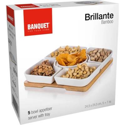 Banquet Brillante miska sada 6 díl. 5 x miska 1 x tác porcelán bambus 24,5 x 24,5 x 4,5 cm