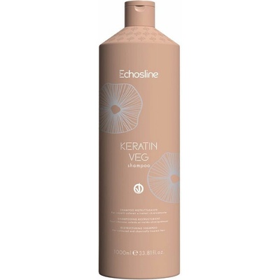 Echosline new Keratin VEG Shampoo obnovujúci šampón pre farbené a chemické ošetrované vlasy 1000 ml