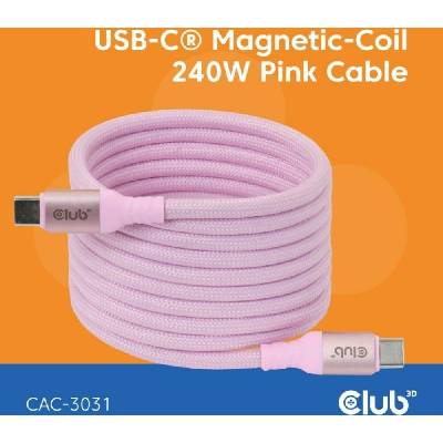 Club3D CAC-303 magnetický USB-C 240W PD3.1 2m růžový