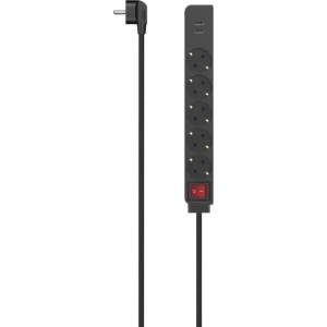 Hama Разклонител, 5 гнезда, 2 x USB-A 17 W, 3400mA, 1.4м, 3680W, черен (HAMA-223184)
