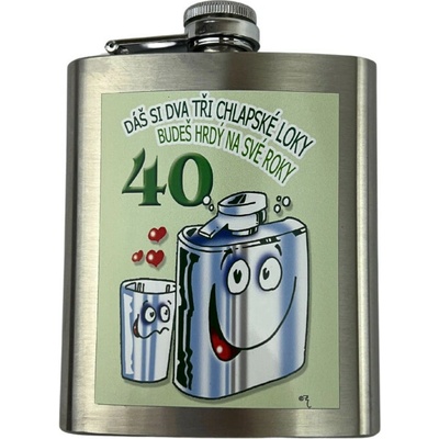 Darčeková ploskačka plaskule Dáš si dva tri chlapské loky 40tka 200 ml