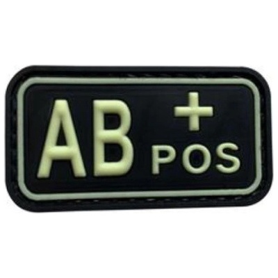 ARMED PATCHES PVC nášivka krevní skupina AB POS, Svítící