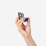 Secret Play Blue Aluminum Plug M with Decorative Gem, 8.5 cm