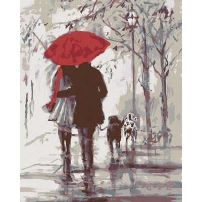 zuty Malování podle čísel na procházce s pejsky 40 x 50 cm vypnuté plátno na rám