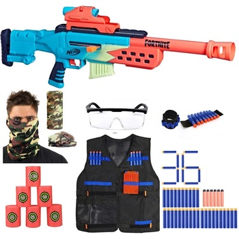 Nerf Fortnite Storm Scout Sniper F8346 + vesta + šátek Moro + terče + brýle + čelenka + 30 vaflových šípů