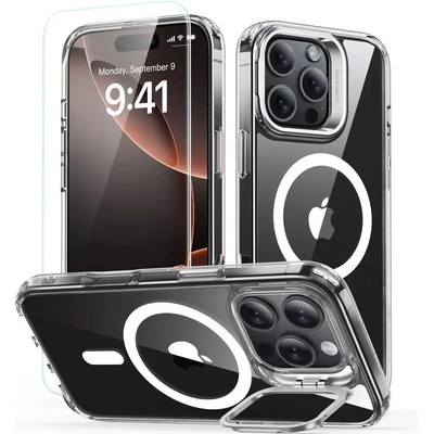 ESR Classic Hybrid Kickstand Halolock MagSafe Case Комплект със стойка + закалено стъкло за iPhone 16 Pro - прозрачен (4894240243787)