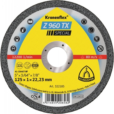 Klingspor Z960TX Special rezný kotúč 125 x 1 x 22,23 mm 322185