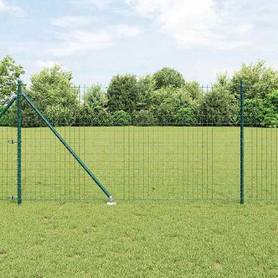 OMAXI Evropský plot se hroty 25 x 1 m Ocel potažená PVC Zelená 239389