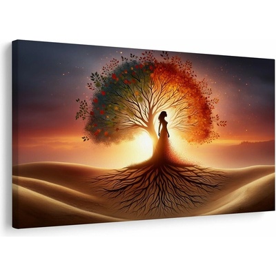 Obraz silueta ženy a strom života - 60x40