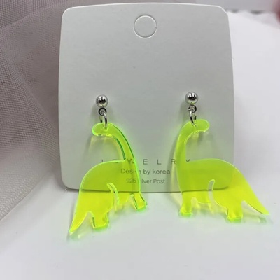 Fancy Co. náušnice Dinosaurus neonově žlutá EA988