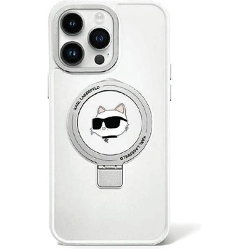 KARL LAGERFELD Кейс Karl Lagerfeld KLHMP15LHMRSCHH за iPhone 15 Pro 6.1"", бял / бял, твърд, Ring Stand Choupette Head MagSafe (KXG0075632)