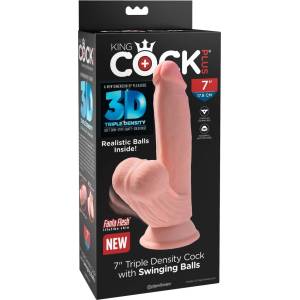 Pipedream King Cock Plus тройна плътност дилдо с люлеещи се тестиси