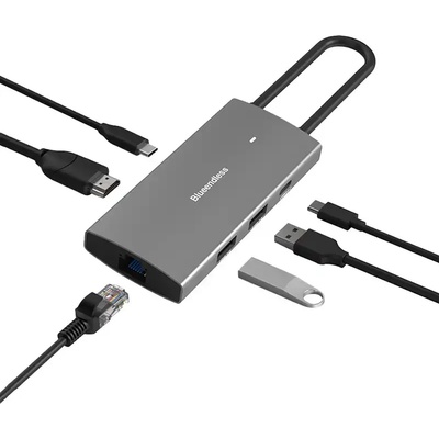 Plasico Computers Докинг станция be hc606, 6 в 1 usb-c 3.0, hdmi 4k/60hz, Сив (hc606)