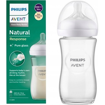 Avent Philips fľaša Natural Response skleněná transparentní 240 ml