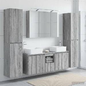 vidaXL Комплект мебели за баня 6 бр. Сив Сонома (3407228)