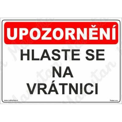 Hlaste se na vrátnici, plast 420 x 297 x 2 mm A3