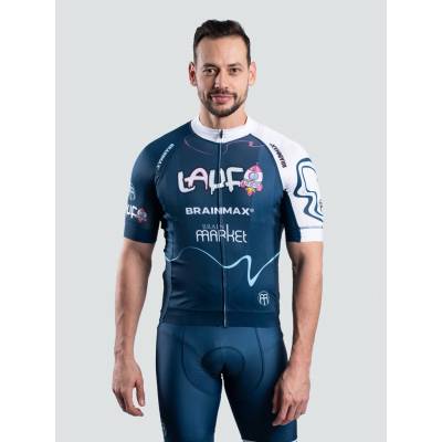 LAUF cyklistický set modrý dres modré kraťasy s trakmi unisex