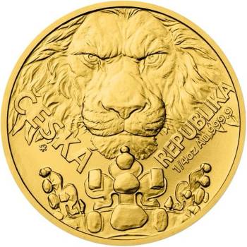 Česká mincovna zlatá minca Český lev 2023 stand 1/4 oz