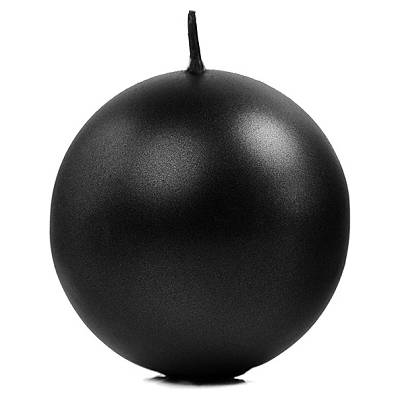 PartyDeco Свещ - топка черен металик 8 см