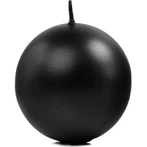 PartyDeco Свещ - топка черен металик 8 см