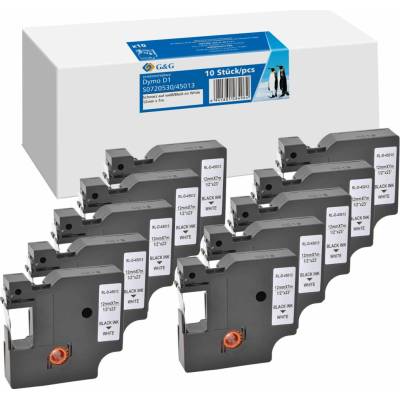 10x G&G Schriftband 12mm x 7m sw Komp m. Dymo D1/ 45013/ S0720530