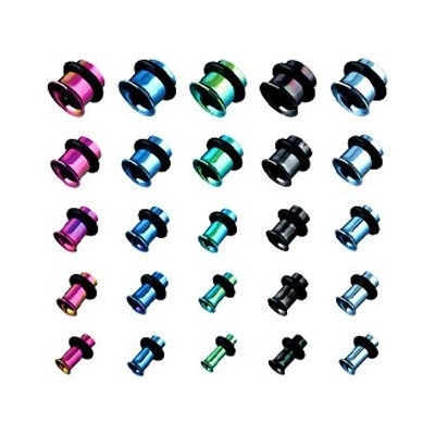 Šperky eshop piersing tunel do ucha z titanu anodizovaný více barev s gumičkou C11.10 modrá