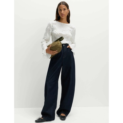 Marks & Spencer Дантелена текстурирана блуза с кръгло деколте Marks & Spencer екрю Marks & Spencer | Bezhov | ЖЕНИ | 10 REG