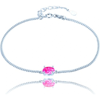 Minet JMAS0295PB16 strieborný náramok s ružovým opálom