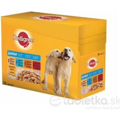 Mars PEDIGREE kapsička JUNIOR kuracie jahňacie hydinové hovädzie s ryžou v želé 12 x 100 g