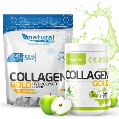 BioMedical Natural Nutrition Collagen Gold hydrolyzovaný kolagén Stevia Apple Fresh 300 g