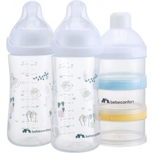 Bebeconfort Sada dojčenských fliaš Emotion Physio White 270ml 2 ks + dávkovač