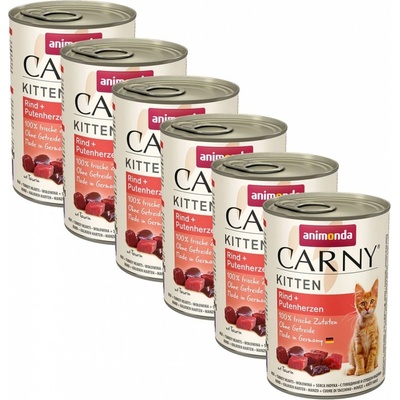 Animonda Carny Kitten hovädzie a morčacie srdcia 6 x 400 g