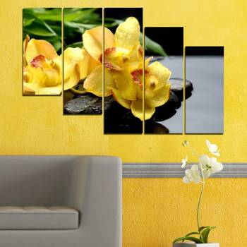 Vivid Home Декоративни панели Vivid Home от 5 части, Цветя, PVC, 160x100 см, 7-ма Форма №0572