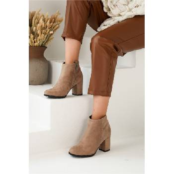 Moda Trend Дамски боти от велур - Визон #320330 (320330_Визон)