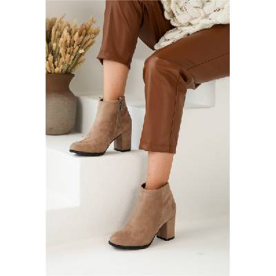 Moda Trend Дамски боти от велур - Визон #320330 (320330_Визон)