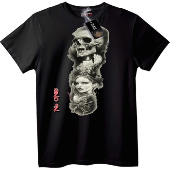 NOONEBRAND Тениска Skull & Rose изкуство - L, Black