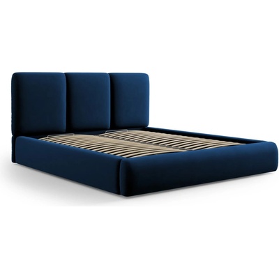 Mazzini Sofa Тъмносиньо тапицирано кадифено двойно легло с място за съхранение с включена подматрачна рамка 200x200 cm Brody - Mazzini Beds (MAZ_BF200_2_F1_BRODY2)